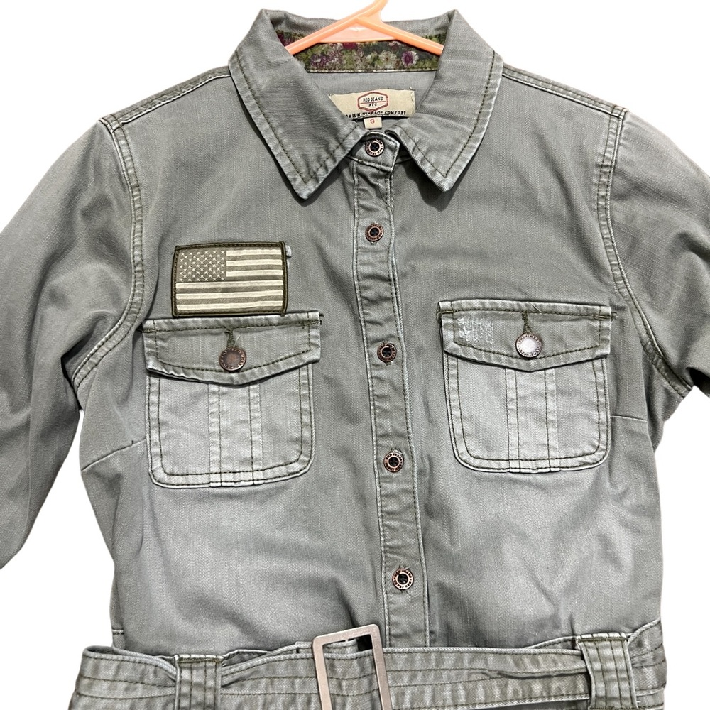 SOLD- Red Jeans NYC Women’s Military Cargo Dress Size Small - Picture 3 of 7